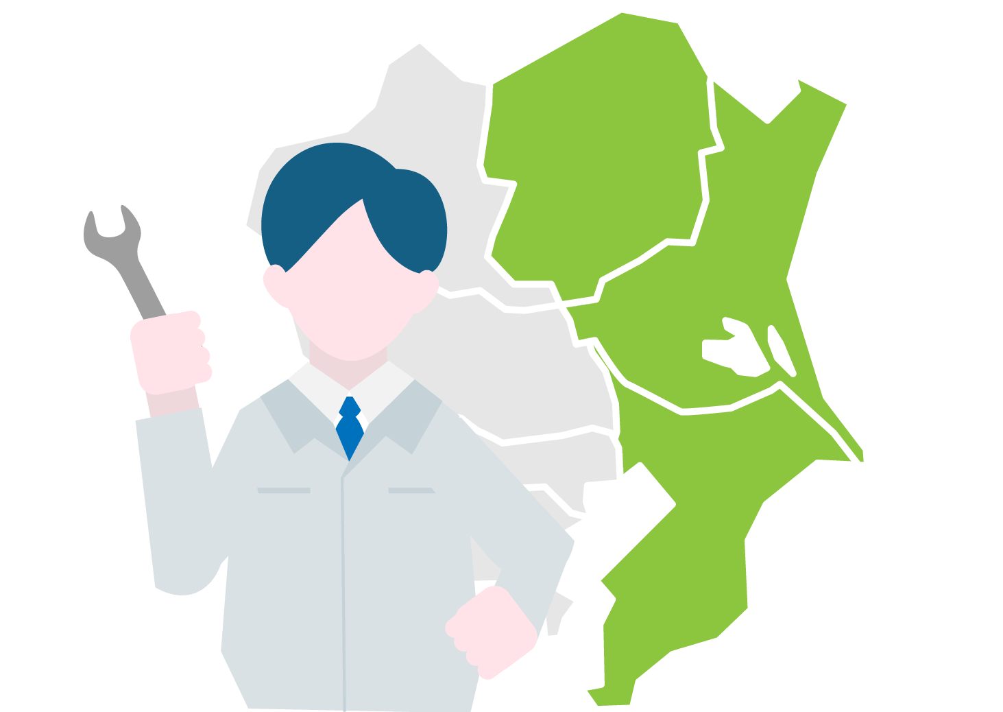 太陽光パネルと技術員の画像